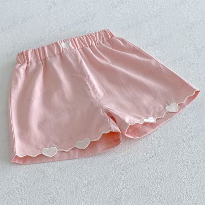 Toddler Girls Solid Color Heart Trim Lounge Shorts - image 5