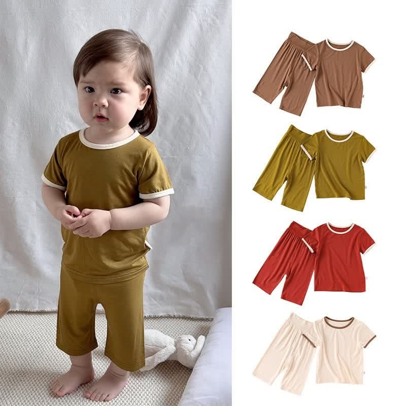 Baby Toddler Solid Color Short-Sleeve Set - image 1