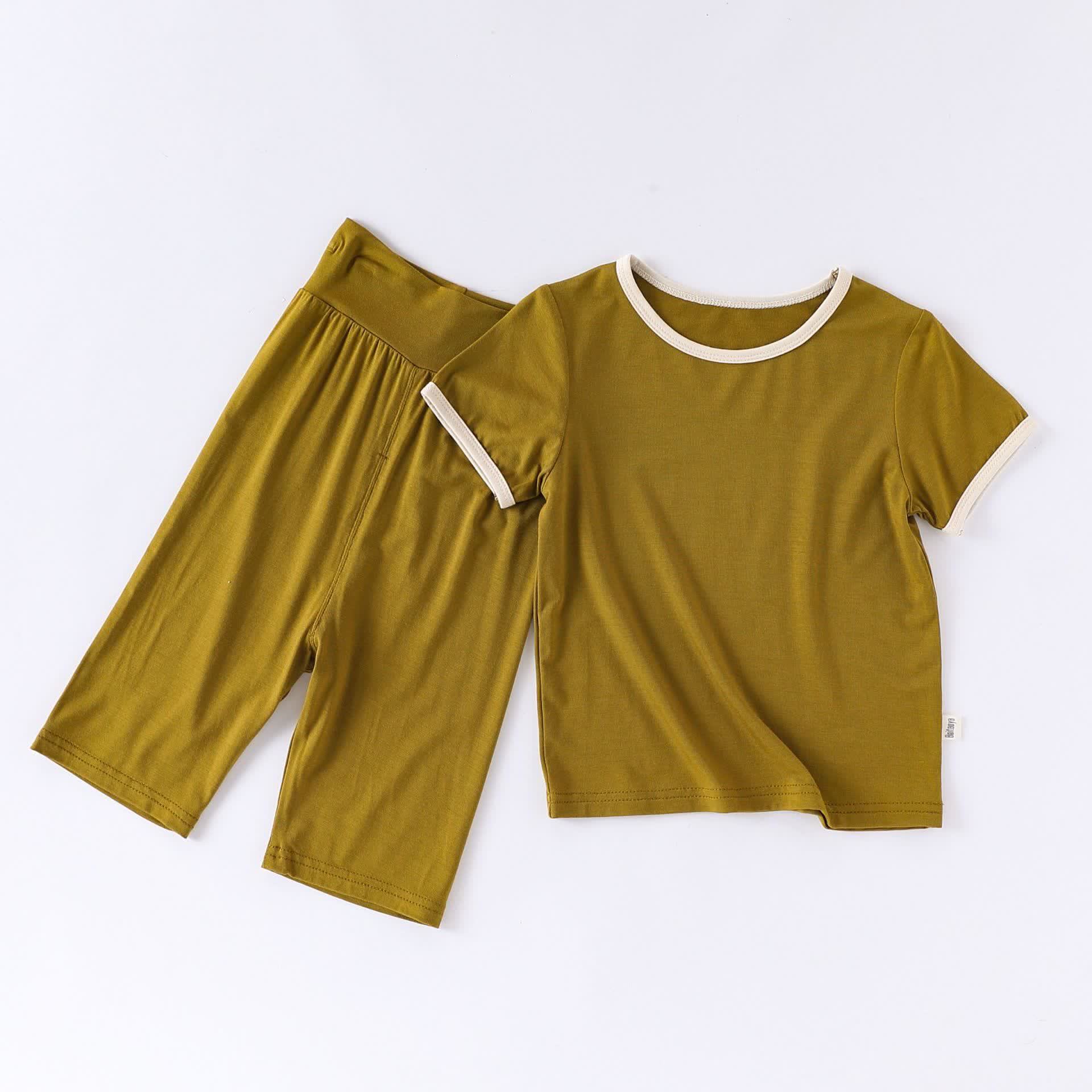 Baby Toddler Solid Color Short-Sleeve Set - Yellow - 4-5T - image 2