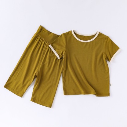 Baby Toddler Solid Color Short-Sleeve Set - Yellow - 4-5T - image 2