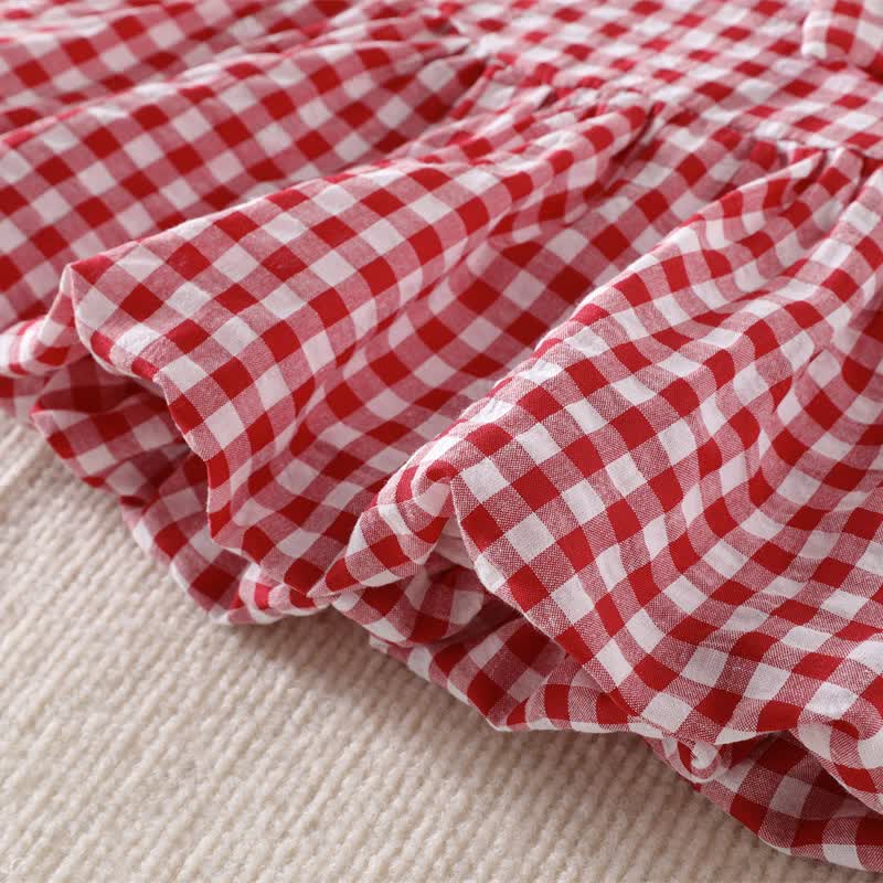 Baby Girl Red Gingham Peter Pan Collar Sleeveless Dress - image 7