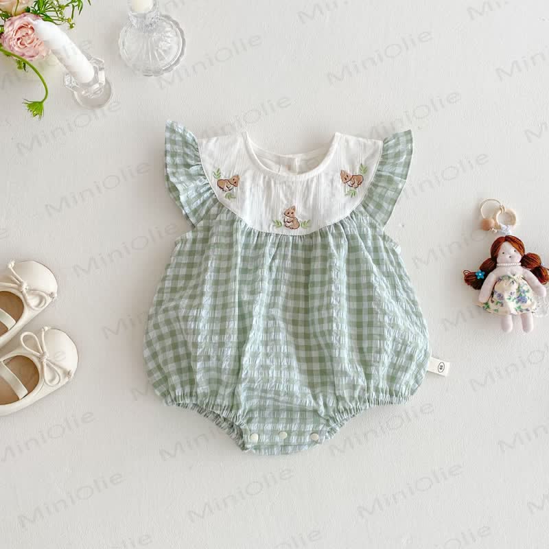 Baby Toddler Girl Green Bunny Gingham Sleeveless Bodysuit/Dress - Green Bodysuit - 18-24M - image 3