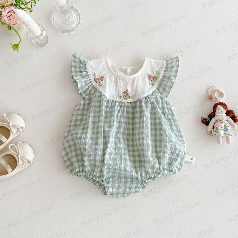 Baby Toddler Girl Green Bunny Gingham Sleeveless Bodysuit/Dress - Green Bodysuit - 18-24M - image 3