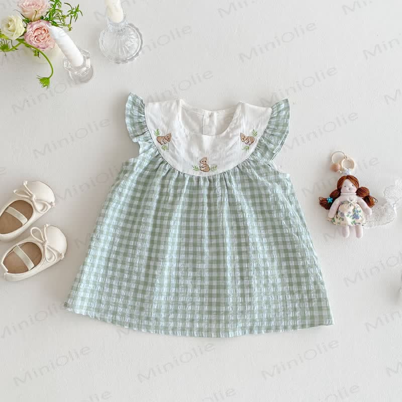 Baby Toddler Girl Green Bunny Gingham Sleeveless Bodysuit/Dress - Green Dress - 4-5T - image 4