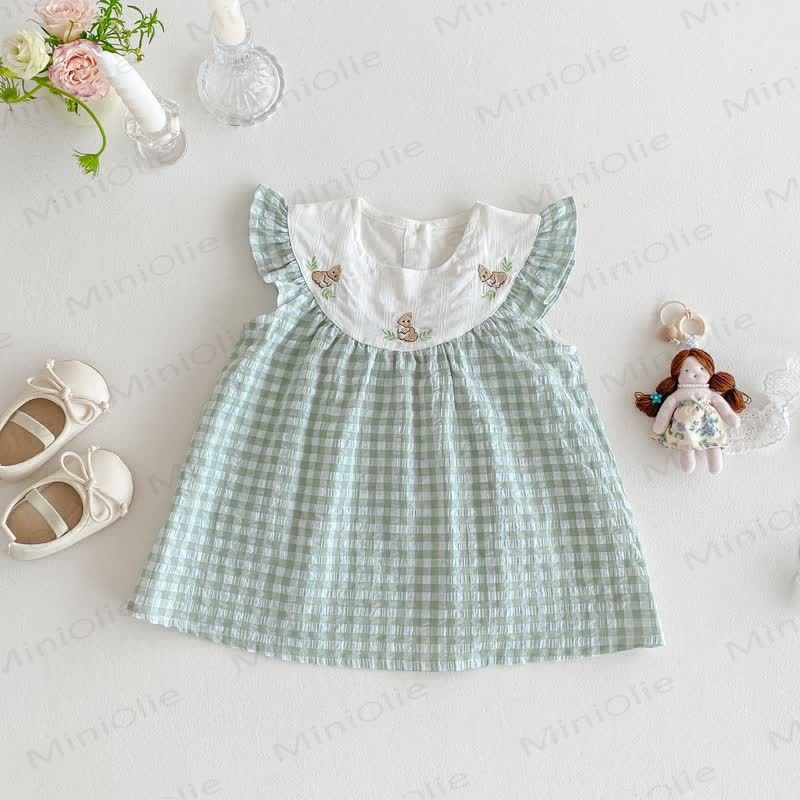 Baby Toddler Girl Green Bunny Gingham Sleeveless Bodysuit/Dress - Green Dress - 4-5T - image 4