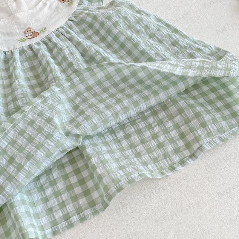 Baby Toddler Girl Green Bunny Gingham Sleeveless Bodysuit/Dress - image 12