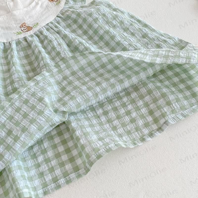 Baby Toddler Girl Green Bunny Gingham Sleeveless Bodysuit/Dress - image 12