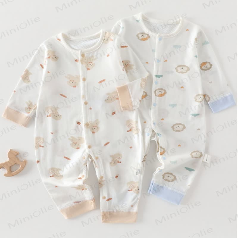 Baby White Animal Print Pajamas Romper - image 3