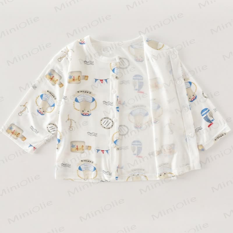 Baby White Seagull Captain Summer Pajamas 2-piece Set - image 2