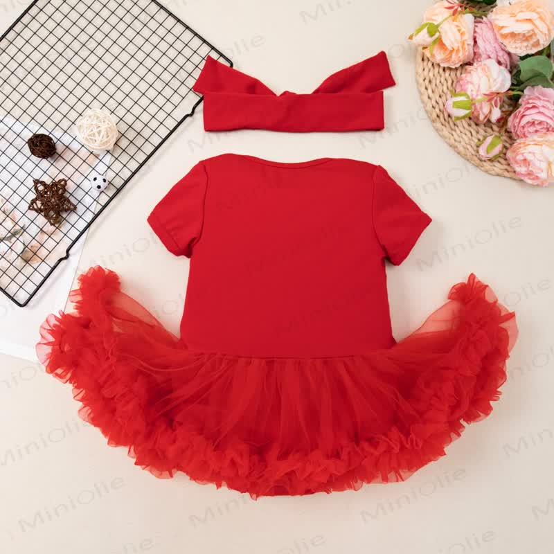 SOCCER Baby Tulle Tutu Bodysuit with Headband - Red - 12-18M - image 2