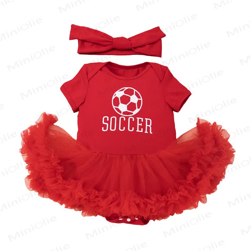 SOCCER Baby Tulle Tutu Bodysuit with Headband - image 3
