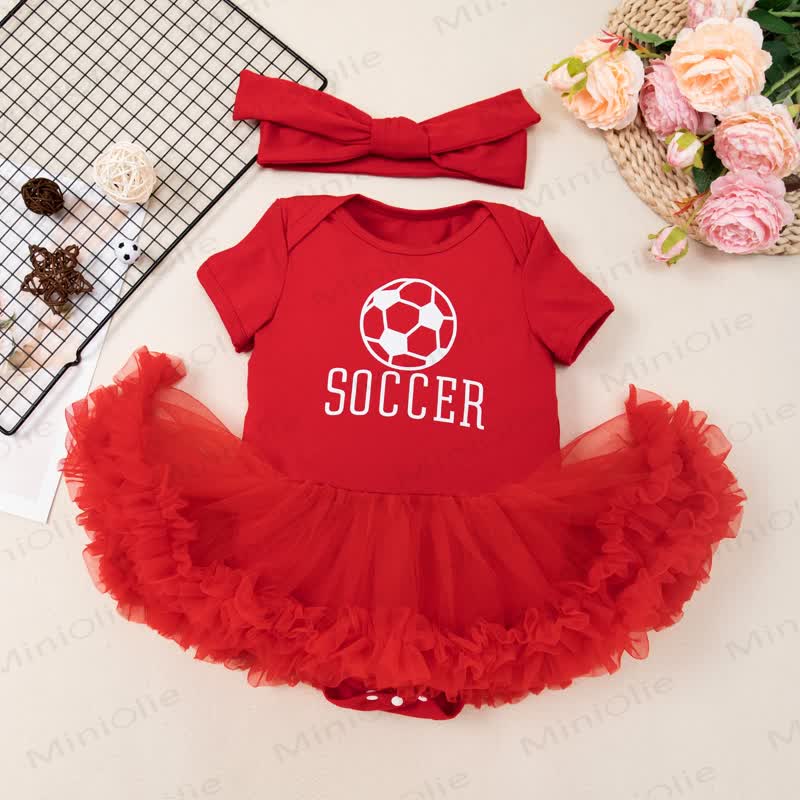 SOCCER Baby Tulle Tutu Bodysuit with Headband - image 1