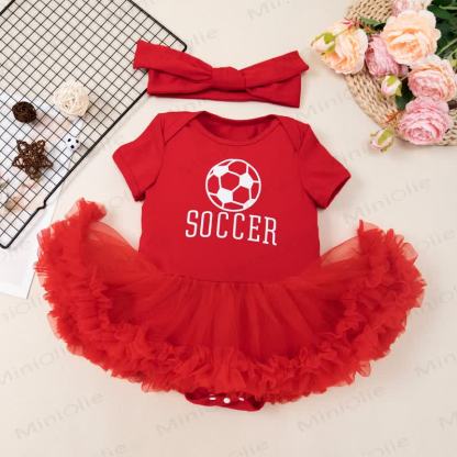 SOCCER Baby Tulle Tutu Bodysuit with Headband - image 1