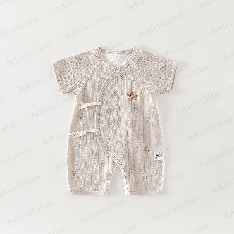 Baby Organic Cotton Wrap Short Sleeve Romper - Grey - 3-6M - image 3