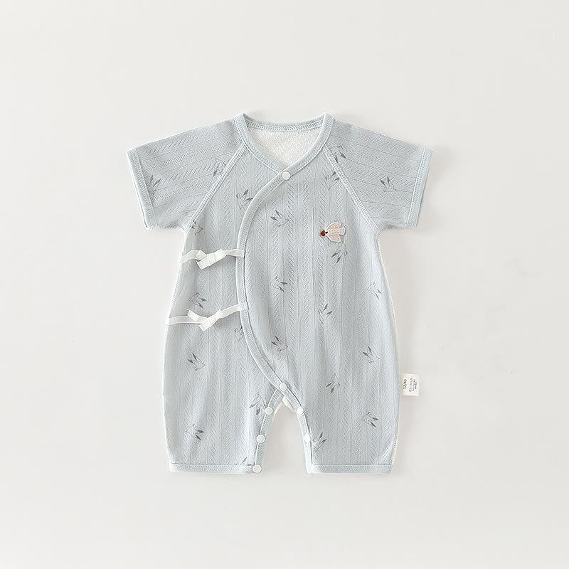 Baby Organic Cotton Wrap Short Sleeve Romper - Green - 3-6M - image 1