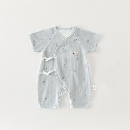 Baby Organic Cotton Wrap Short Sleeve Romper - Green - 3-6M - image 1