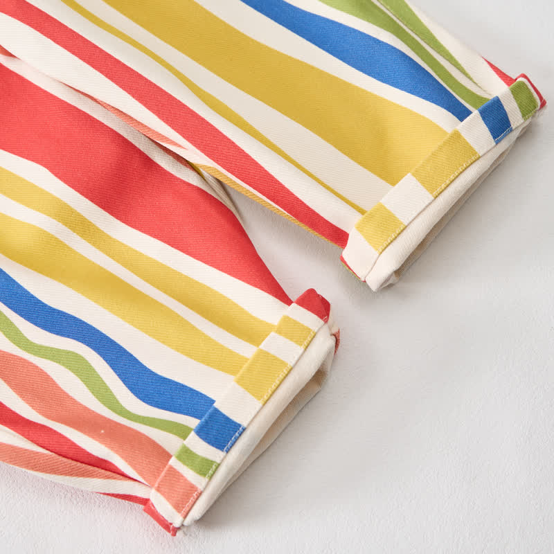 Baby Toddler Colorful Stripes Beige Pocket Overalls - image 5