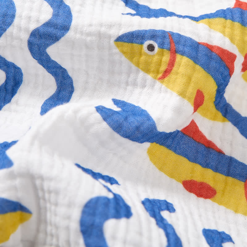 Baby White Sardines Print Romper with Hat - image 6
