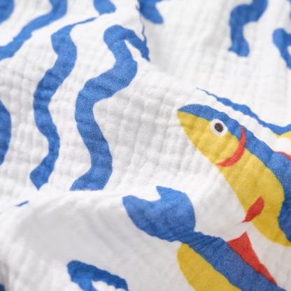 Baby White Sardines Print Romper with Hat - image 7