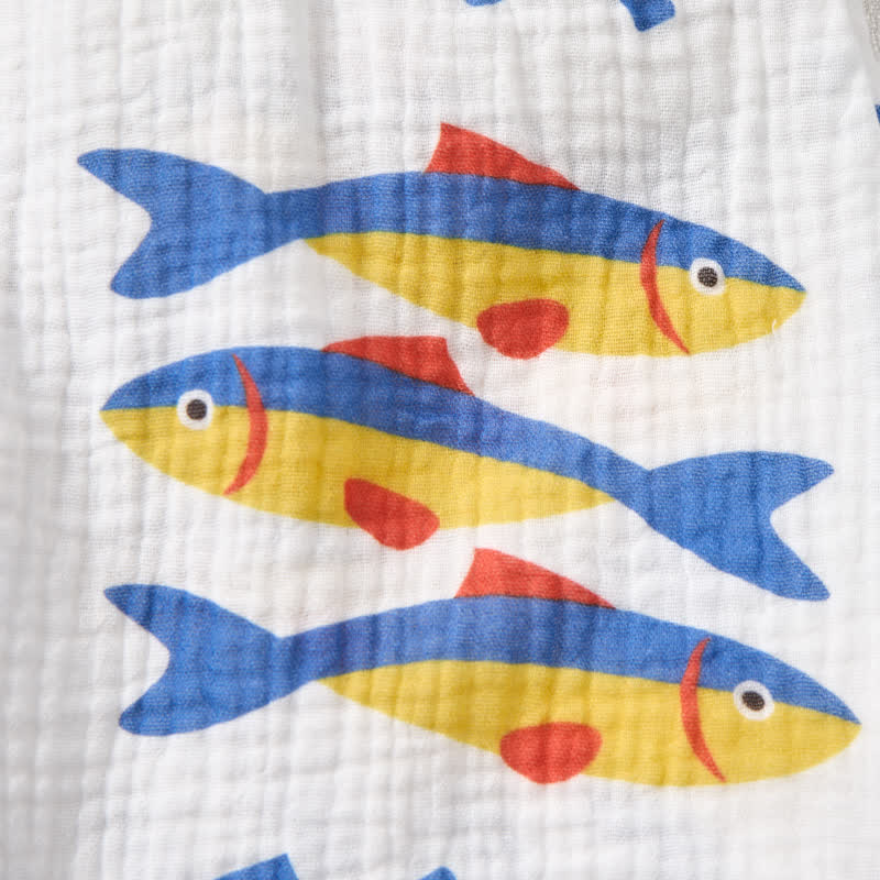 Baby White Sardines Print Romper with Hat - image 8