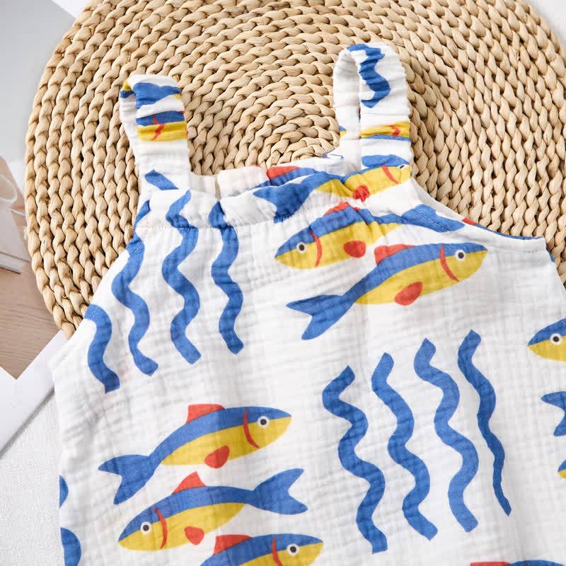 Baby White Sardines Print Romper with Hat - image 4