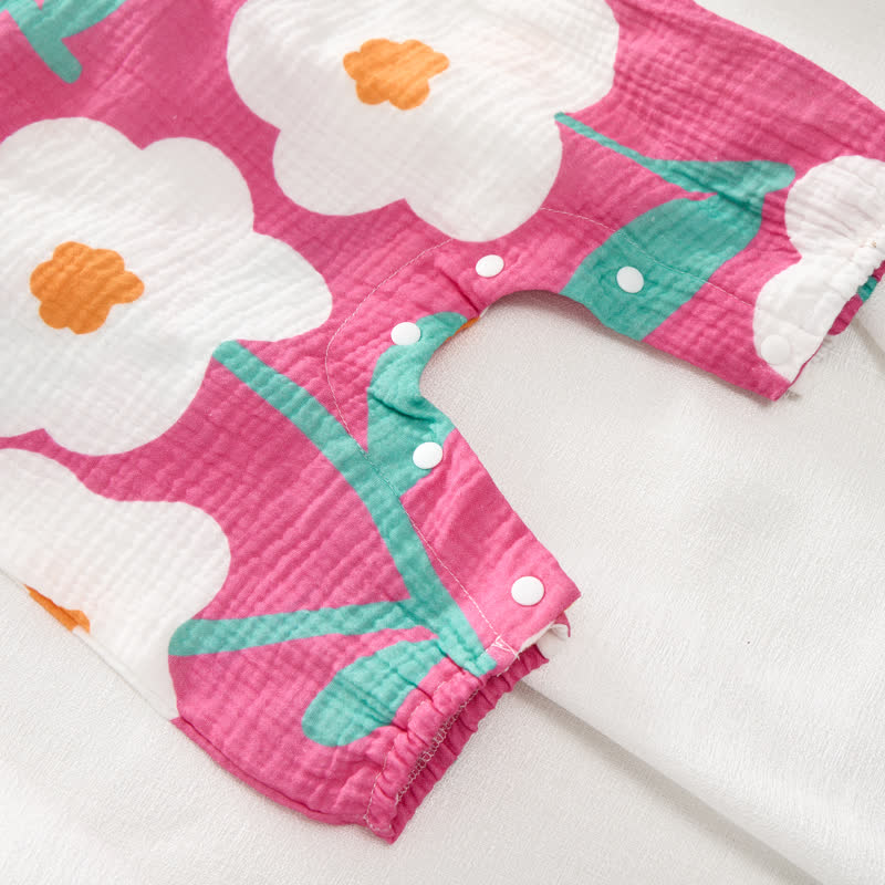 Baby Daisy Print Pink Jumpsuit with Hat - image 6