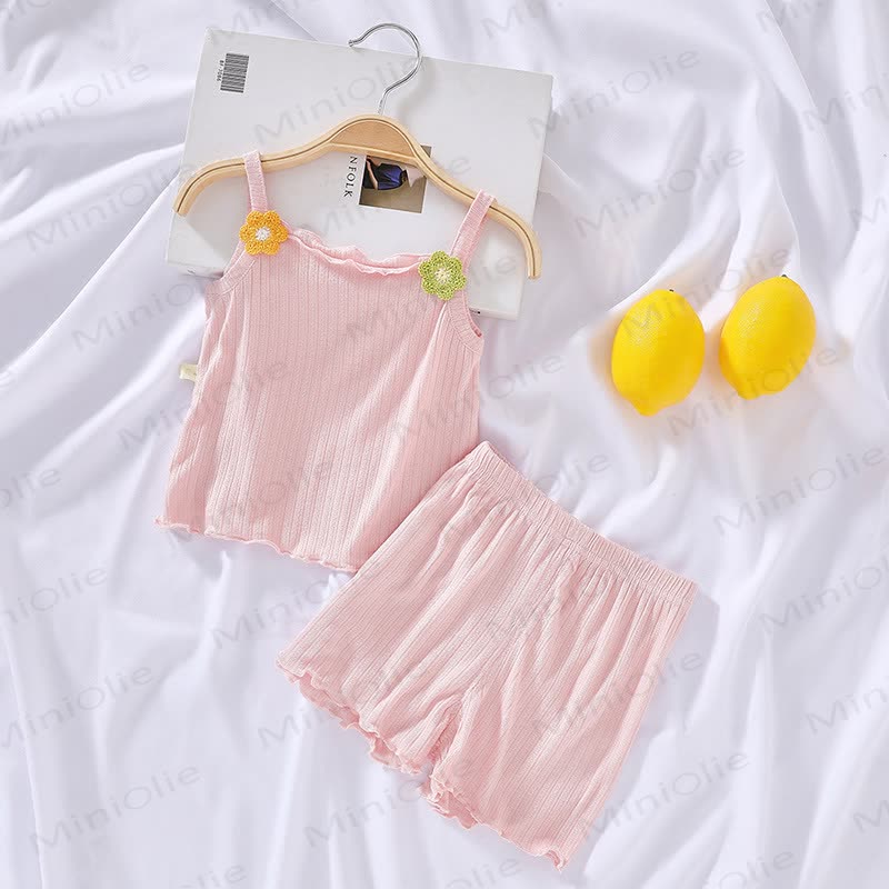 Baby Toddler Solid Color Floral Sleeveless Set - Pink - 4-5T - image 4