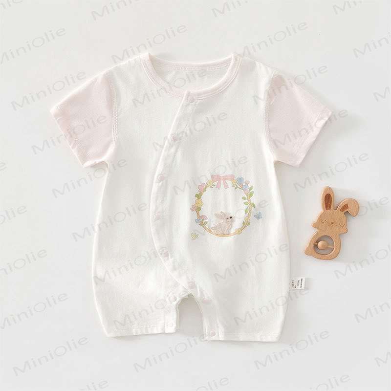 Baby Cartoon Print Pure Cotton Romper - White Bunny - 18-24M - image 6