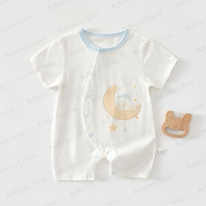 Baby Cartoon Print Pure Cotton Romper - White Moon - 18-24M - image 7