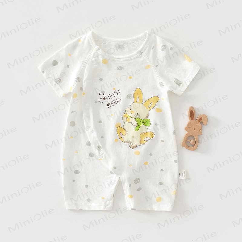 Baby Cartoon Print Pure Cotton Romper - White Rabbit - 18-24M - image 10