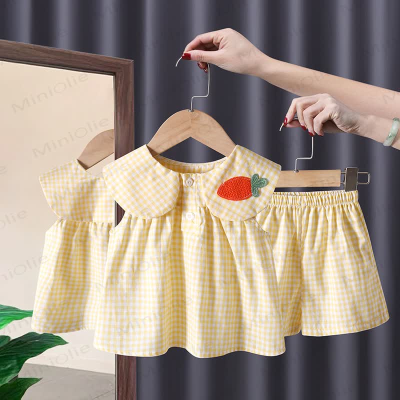 Toddler Girl Gingham Sleeveless Set - Yellow - 6-7T - image 1