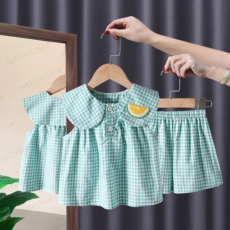 Toddler Girl Gingham Sleeveless Set - Green - 6-7T - image 2