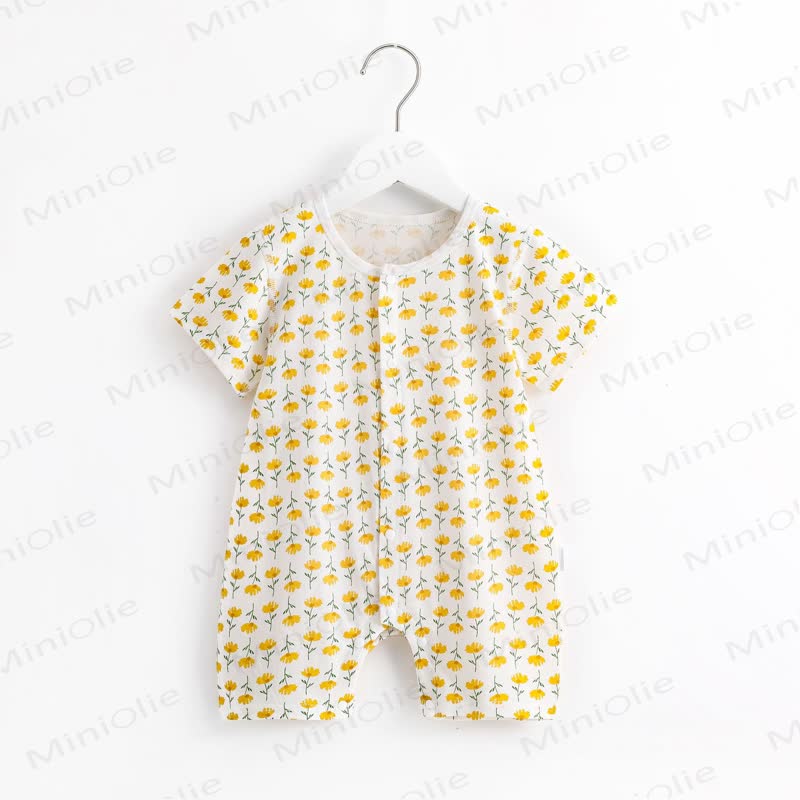 Baby Cartoon Print Pure Cotton Romper - Yellow Flower - 18-24M - image 20