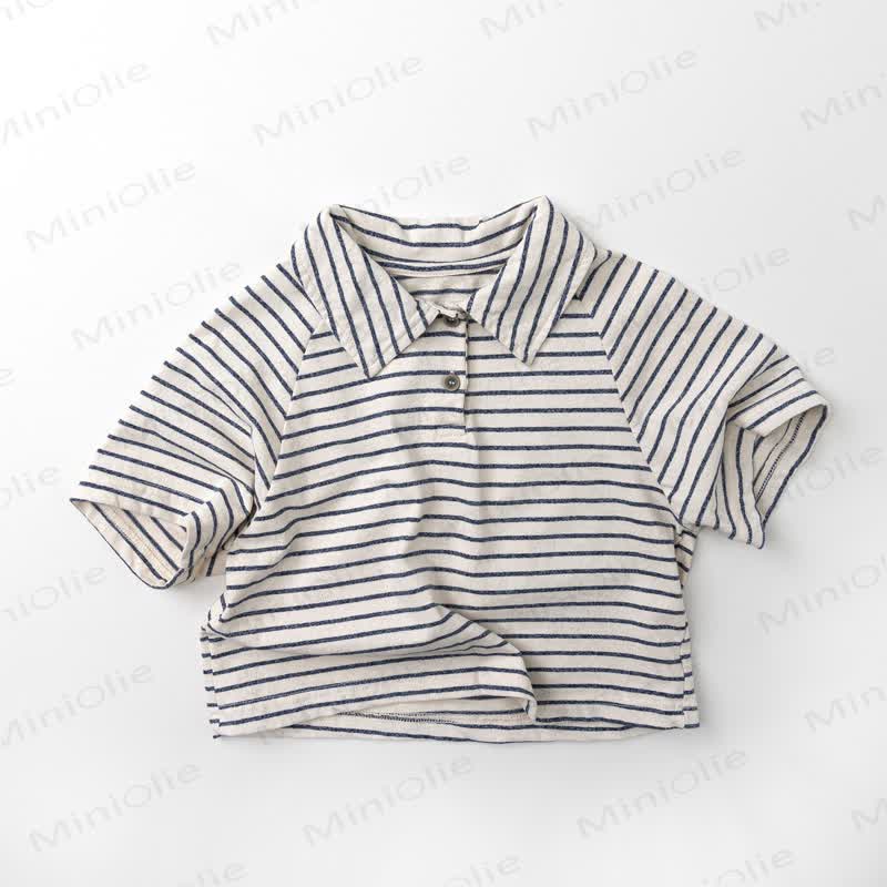 Toddler Baby Boy Striped/Solid Color Polo T-Shirt - Blue Stripe - 6-7T - image 2