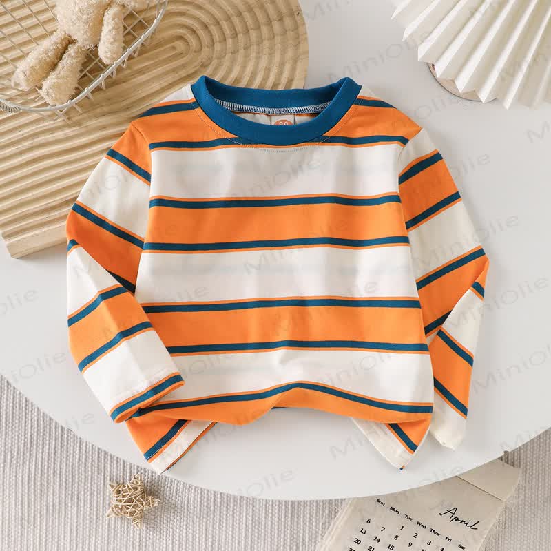 Toddler Boy Striped Long Sleeve T-Shirt - Orange - 6-7T - image 3