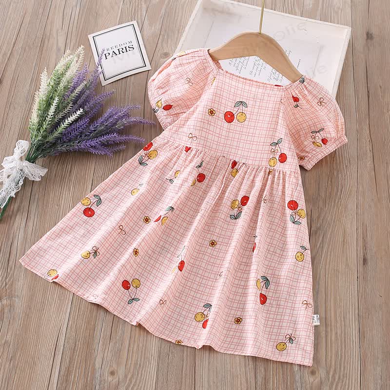 Toddler Girl Full Print Short Sleeve Dress - Pink Cherry - 10-11T - image 16