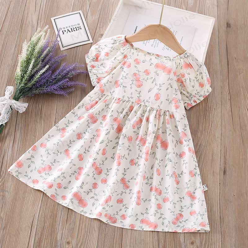 Toddler Girl Full Print Short Sleeve Dress - White Pomegranate - 10-11T - image 17