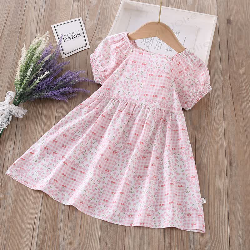 Toddler Girl Full Print Short Sleeve Dress - Pink Plaid - 10-11T - image 24