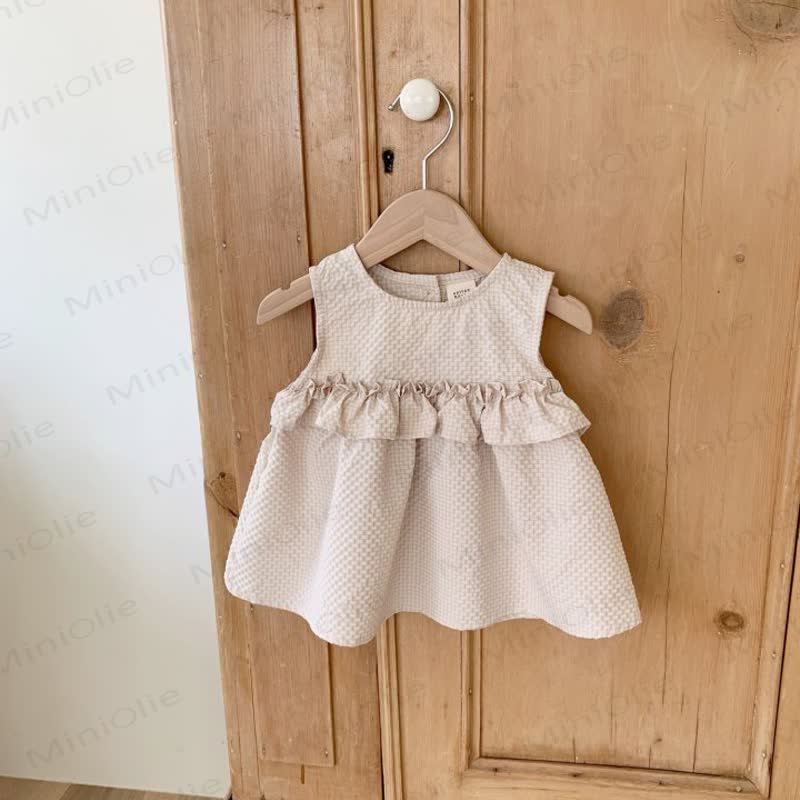 Toddler Girl Solid Color Ruffle Sleeveless Dress - Khaki - 6-7T - image 2