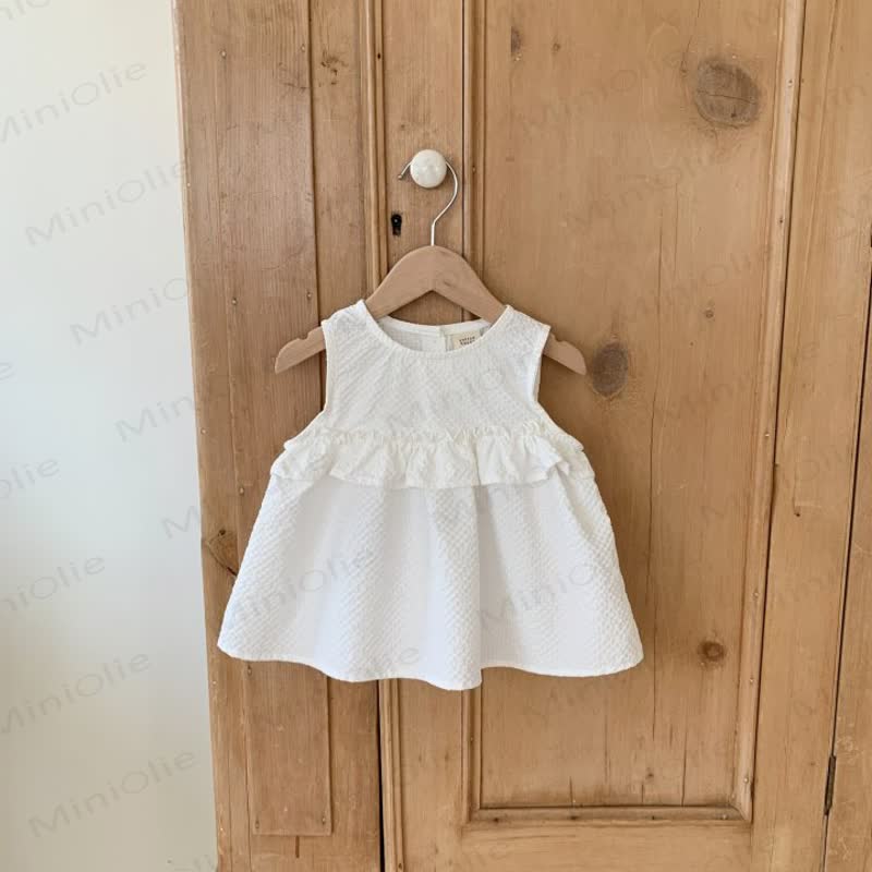 Toddler Girl Solid Color Ruffle Sleeveless Dress - White - 6-7T - image 3