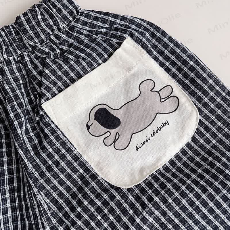 Toddler Boys Cartoon Dog Print Shirt and Gingham Pants 2 Piece Set - image 6