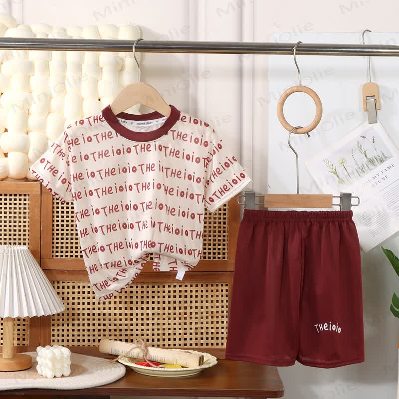 Toddler Kid Striped Print Tee and Shorts 2 Piece Set - White - 10-11T - image 2