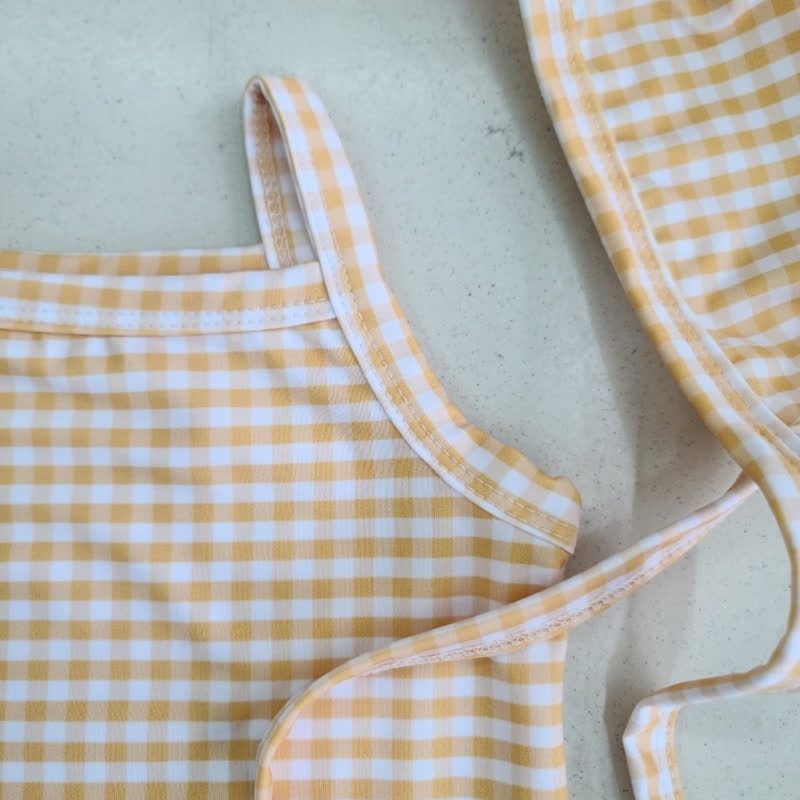Baby Girls Plaid or Dot One Piece Swimwear with Swim Cap - image 6
