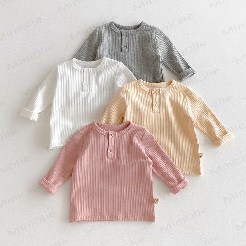 Baby Solid Color Ribbed Long Sleeve T-Shirt - image 1