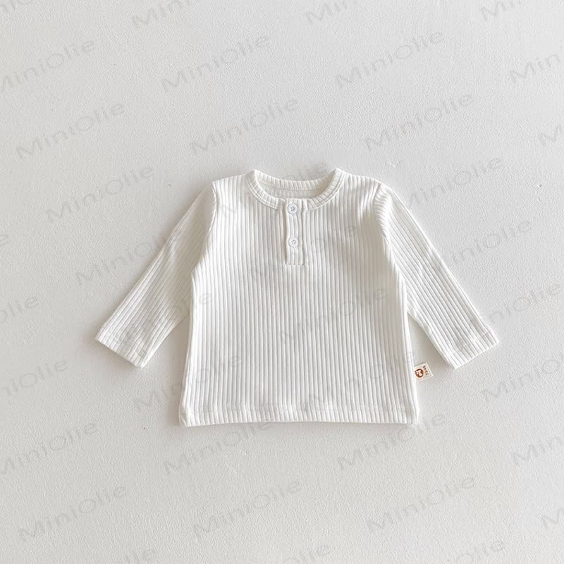 Baby Solid Color Ribbed Long Sleeve T-Shirt - White - 2-3T - image 3