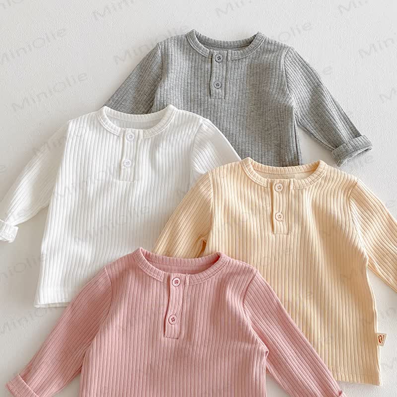 Baby Solid Color Ribbed Long Sleeve T-Shirt - image 6