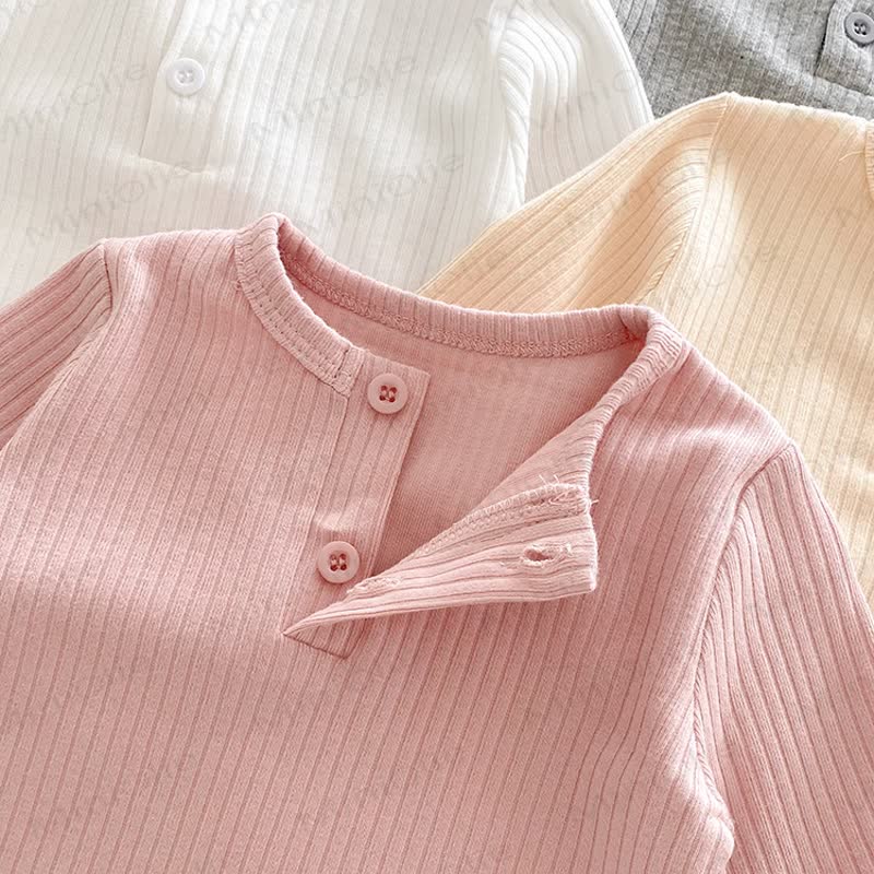 Baby Solid Color Ribbed Long Sleeve T-Shirt - image 9