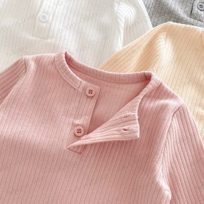 Baby Solid Color Ribbed Long Sleeve T-Shirt - image 9