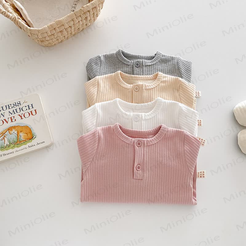 Baby Solid Color Ribbed Long Sleeve T-Shirt - image 8