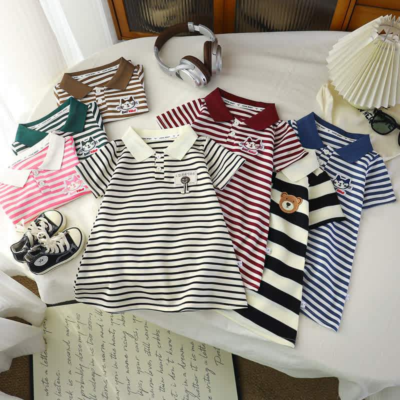 Toddler Girl Animal/Slogan Striped Polo Dress - image 1
